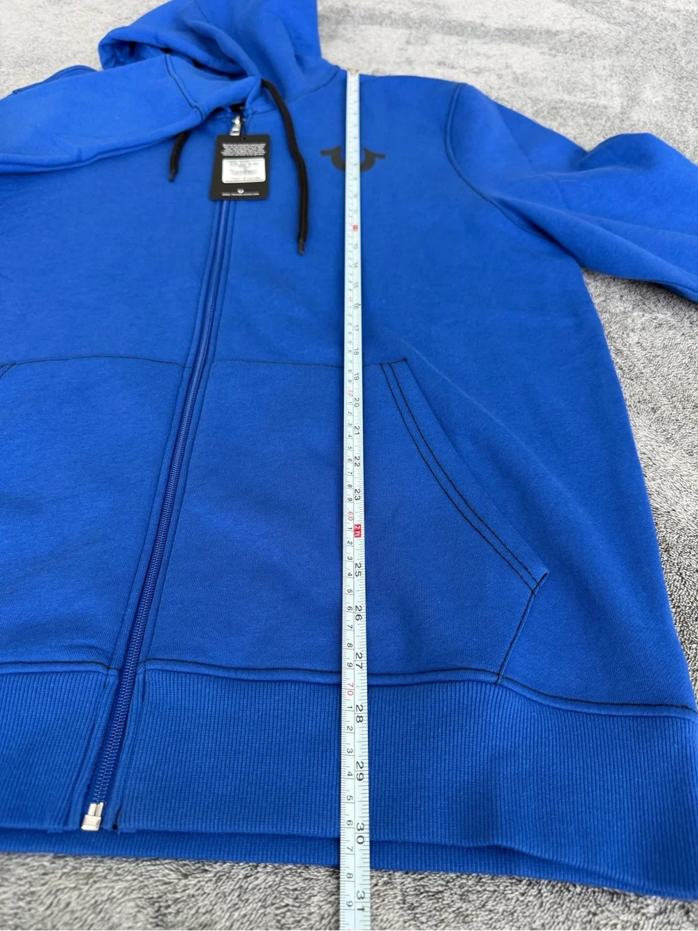 True Religion Royal Blue Zip-Up Hoodie with Logo Back